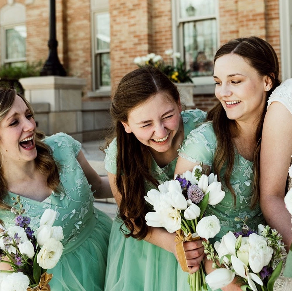 Mint green bridesmaids dresses tea length - Picture 3 of 8